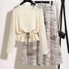 Women's Long-Sleeve Knit Top and Skirt Set