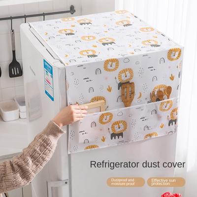 Kühlschrank-Staubschutzhülle, PEVA, wasserdicht, bedruckt, faltbar, seitliche Aufbewahrung, umweltfreundlich, für den Haushalt, glatte Waschmaschine