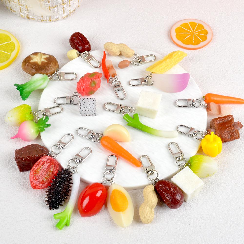 Miniature Food Keychain: Fruit, Vegetable & Beef DIY Backpack Pendant Toy