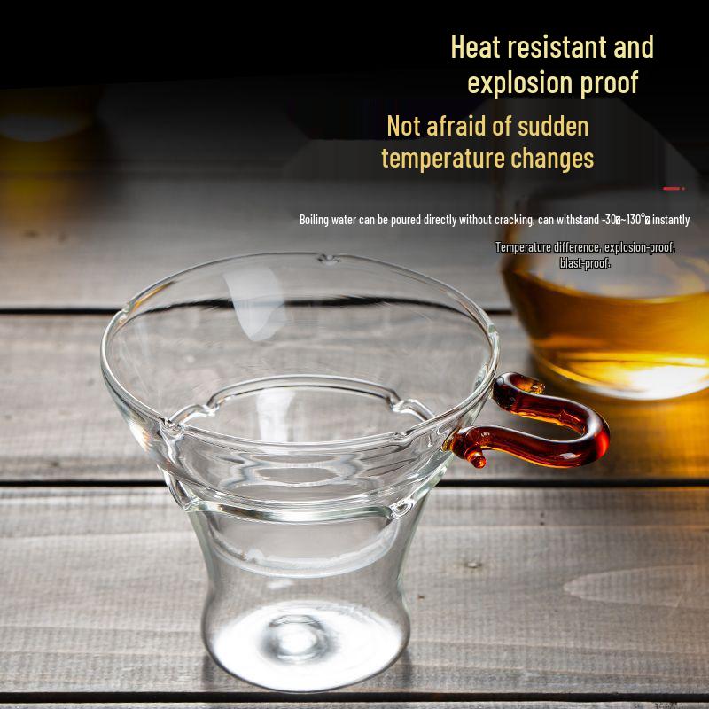 Transparent Borosilicate Glass Tea Infuser & Heat-Resistant Stainless Steel Strainer with Bamboo Handle - Kung Fu Accessories