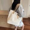 Korean version of simple niche trendy cartoon canvas bag women's autumn new large-capacity commuter portable shoulder tote bag