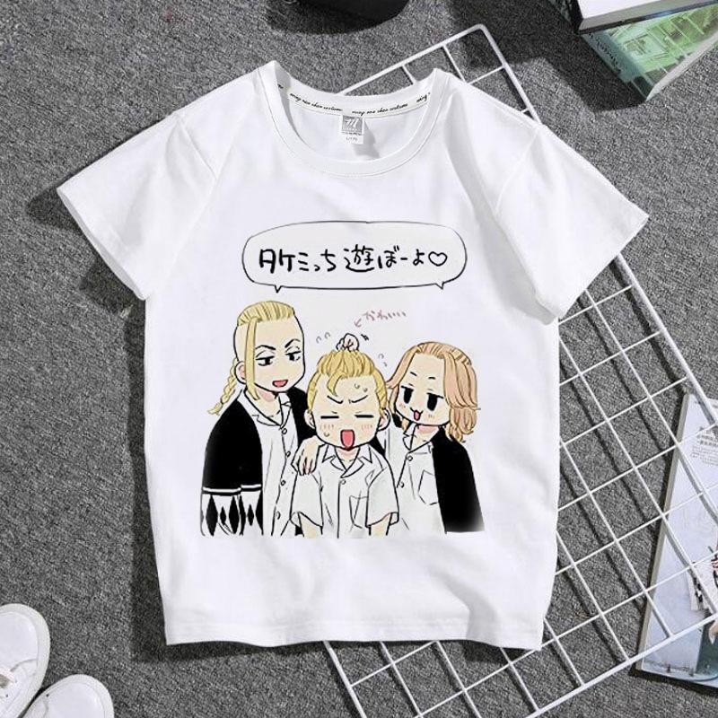 Cute Harajuku Anime Tokyo Revengers Print Children T-Shirt Summer Loose Short Sleeve White Women Tops Boy Girl Tees Men Blouses
