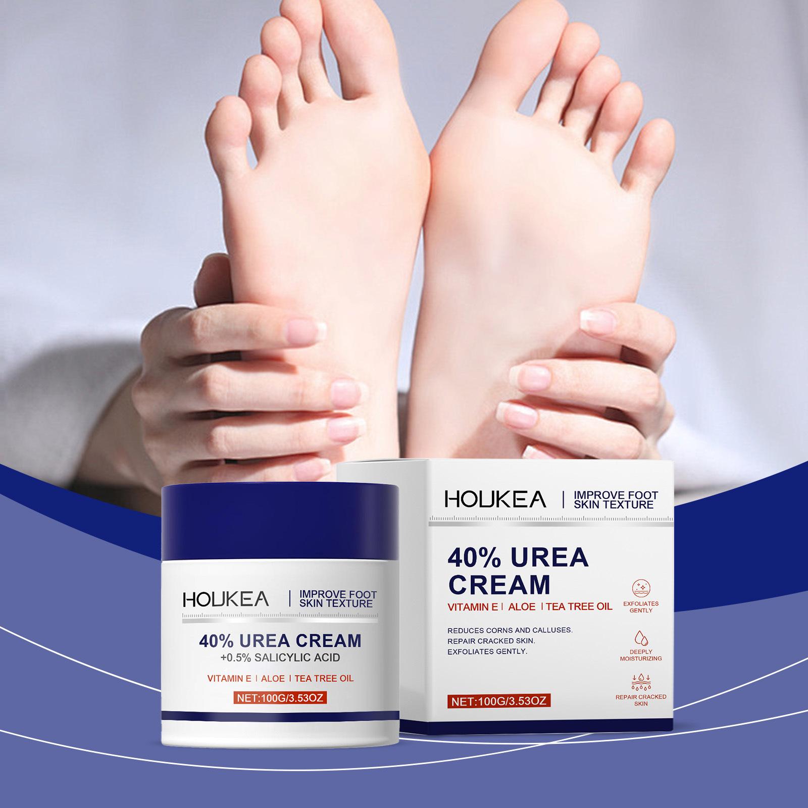 HOUKEA 40% Urea Foot Cream 100g With Salicylic Acid Vitamin E Aloe Tea Tree Oil Exfoliating Moisturizing For Cracked Heels Calluses Rough Skin 1
