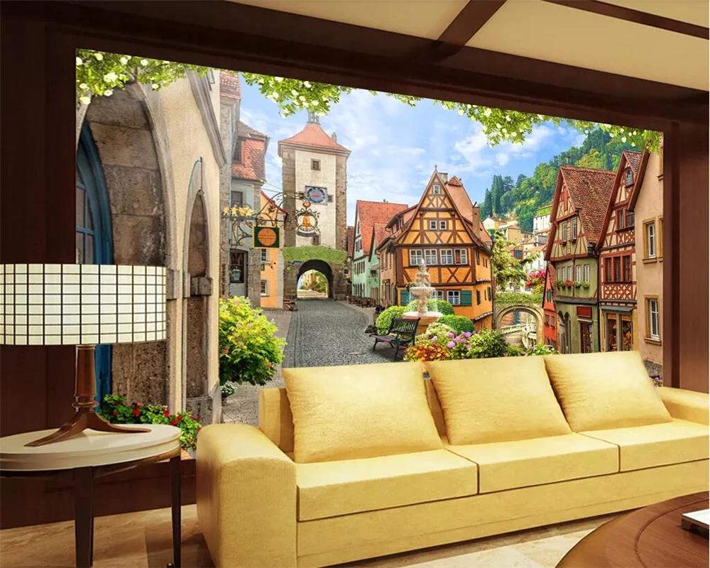 Wallpaper Photo Decorative Wall Italian Town Street Scenery 3d Mural Living Room Bedroom Mural