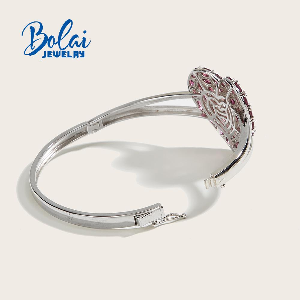 Nydelig lys luksus naturlig granat hjertearmbånd mote kvinner 925 sterling sølv fine smykker jubileumsbankett