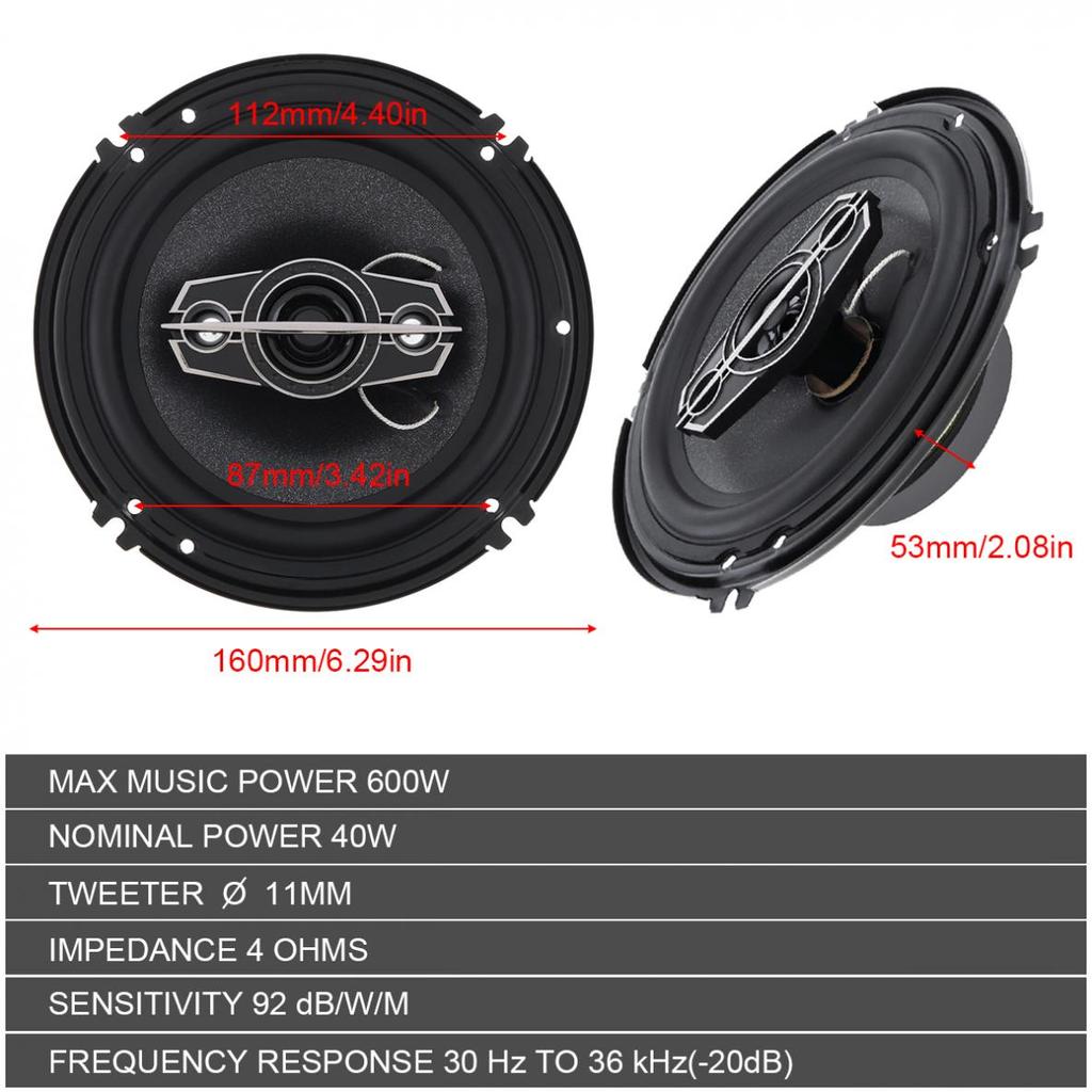 2pcs 6 Inch 12V 600W 4 Way Car Coaxial Auto Music Stereo Full Range Frequency Hifi Speakers Non-destructive Installation