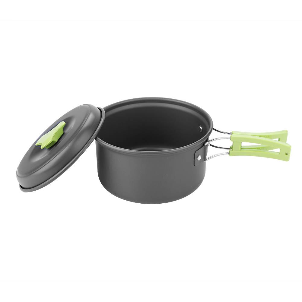 8PcsCelsiusset Portable Outdoor Travel Camping Picnic Cookware Cooking Pot Pan Bowel Set(Black)