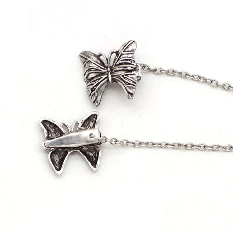 Elegant Antique Bowknot Sweater Shawl Clips Cardigan Dresses Clip Shirt Collar Clip with Metal Chain for Women Girls