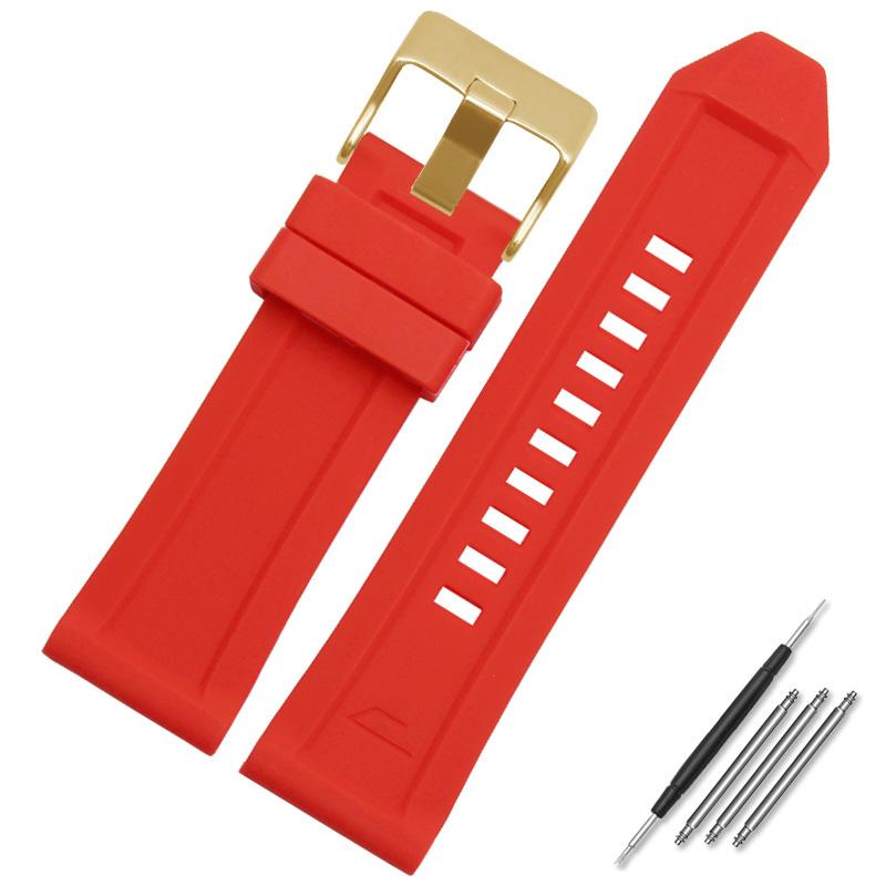 Quality Silicone Rubber Watchband For diesel DZ7257 DZ7334 DZMC0001 DZT2006 4388 Strap For Men 24 26mm Silicone strap Bracelets 24mm