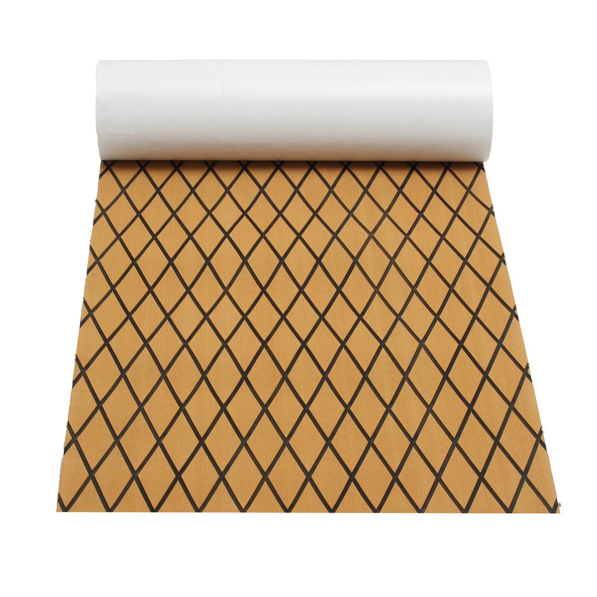 

EVA Foam Faux Teak Boat Decking Mat Brown Deck Sheet Yacht Flooring Anti Skid Mat Self Adhesive Vehicle Pad 450x2400x6mm Brown black