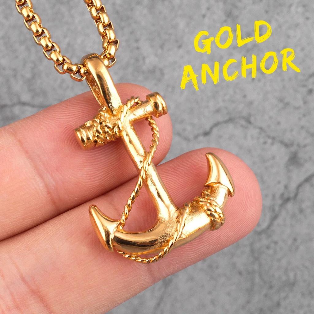 Edelstahl Meer Anker Sailor Mann Männer Halsketten Kette Anhänger Punk Rock Hip Hop Einzigartige für Männliche Junge Mode Schmuck geschenk