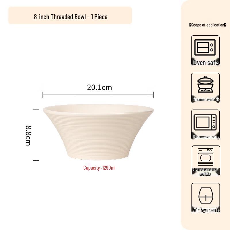 French Style Underglaze Ceramic Threaded Bowl