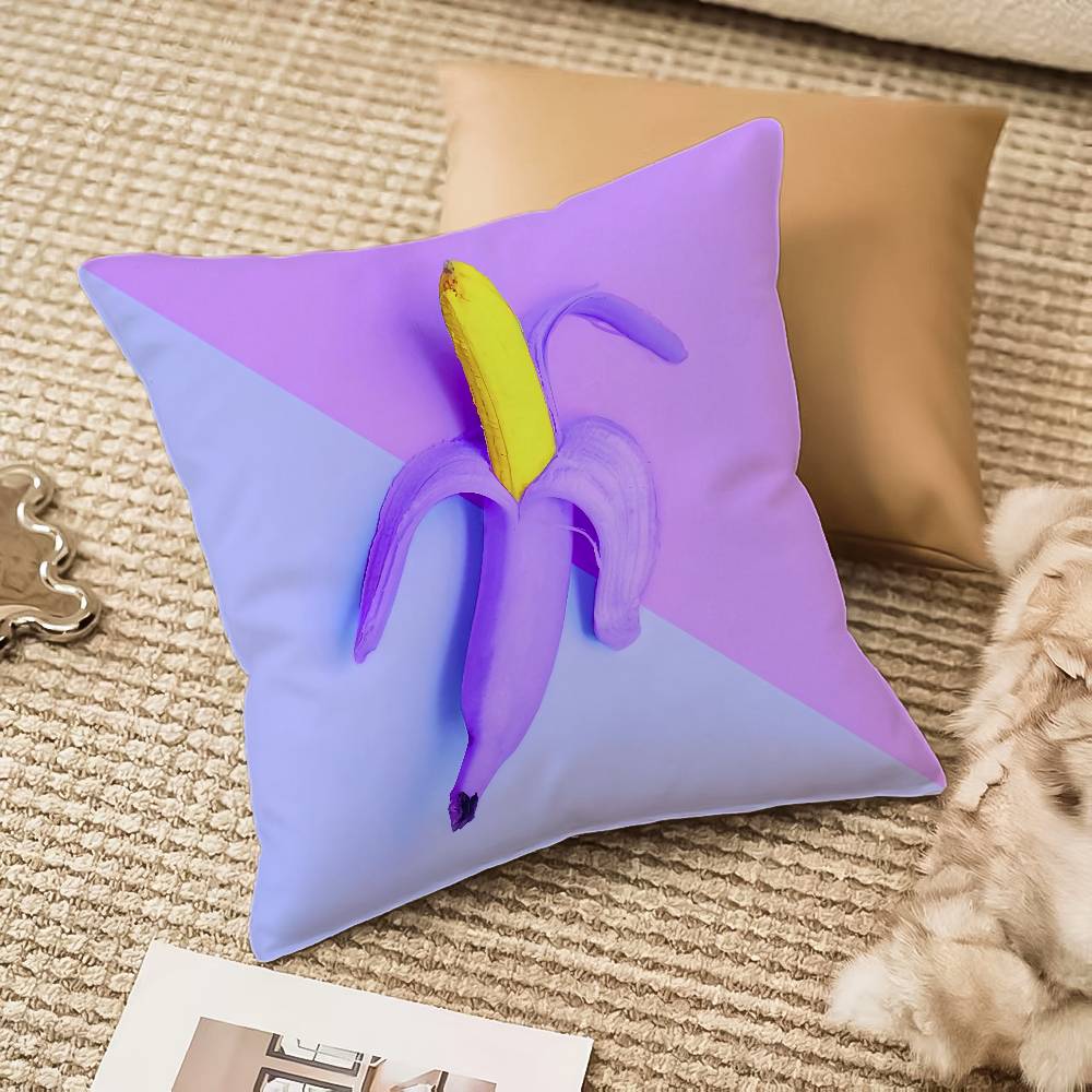 

C-Creative Fruit Pillow Case Silky elegant Comfort Sofa Bed Invisible zipper Beach pillowcase 12x12Inch