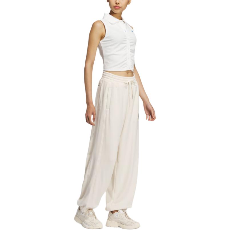 adidas Originals Street Series Loose Fit Drawstring Cuffed Casual Pants Women Pants White JL7548
