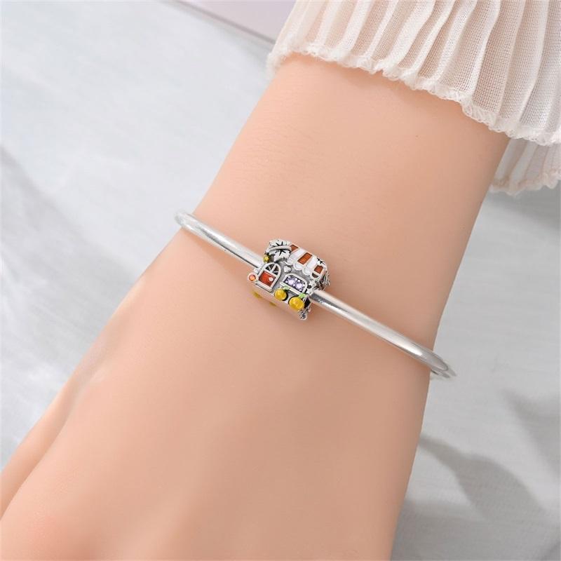 Sweet 925 Silver Car Charms Bicycle Pumpkin Carriage Ring Beads Pendant Fit Bracelet Necklace DIY Jewelry Gift