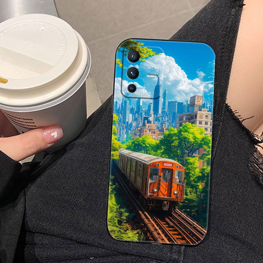 

Bus View Cherry Blossoms Cover Phone Case For VIVO S1 V17 V20 V21 V23 V23E V25 V25E V27 V27E V29 V29E V30 V30E V40 Case Funda VIVOV25PRO5G
