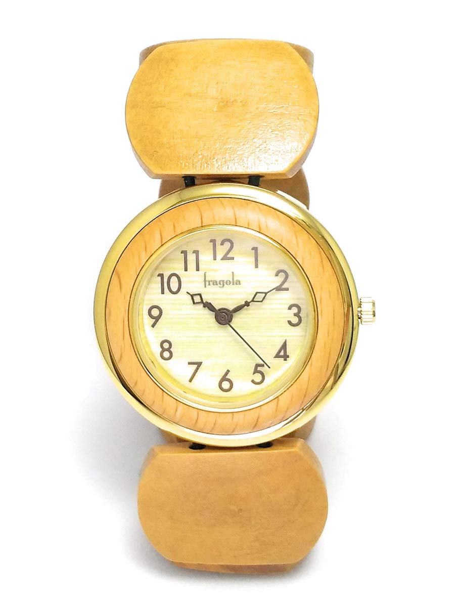 

[Follow] Watch fragola Wood Plate Bracelet E01317S-5 GD/BE Women s Beige