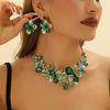 Set of Bridal Crystal Accessories - Necklace, Earrings. Two-piece Wedding Dress. Women's Style.