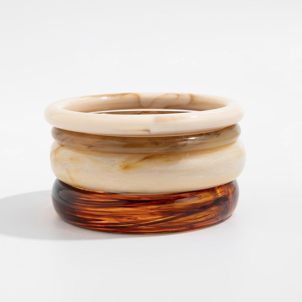 Fashion Style Smudged Marble Pattern Acrylic Bracelet, Retro Amber Resin Bracelet For Women