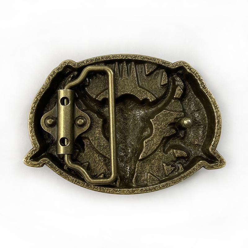 Double Eagle Tribal Bull Skull Belt Buckle - Retro & Stylish 4.0