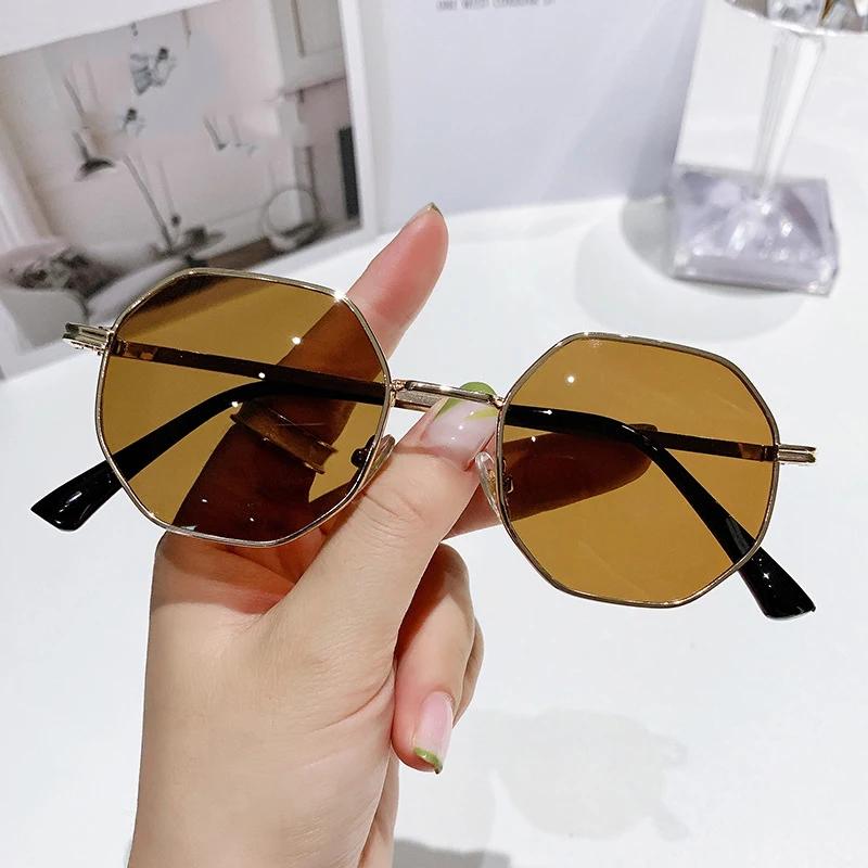 Vintage Polygon Sunglasses Women Brand Fashion Small Frame Sun Glasses Female Metal Gradient Retro  Feminino