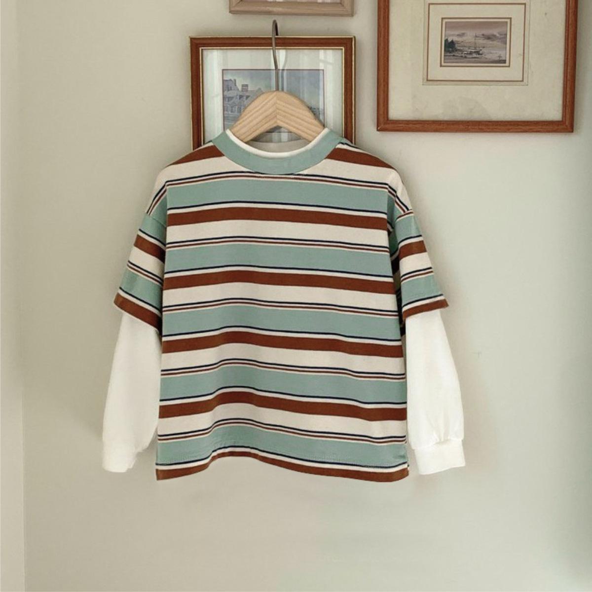 

Korean Style Toddler Striped Cotton Long-Sleeve Top for Girls & Boys 90cm
