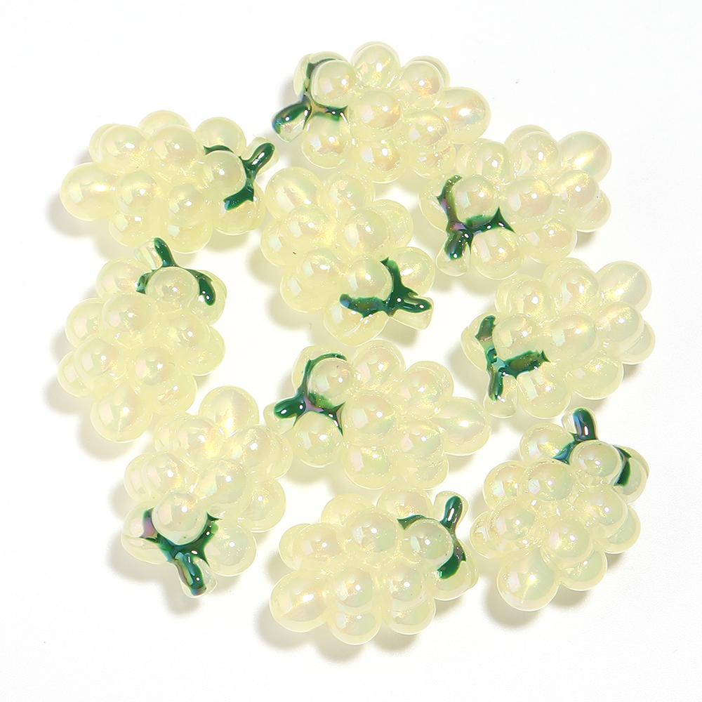 10pcs/lot Plated Colored Acrylic Beads Cute Grape Shaped Big Hole Loose Spaced Beads For DIY Headwear Hairpins Decor Accessories
