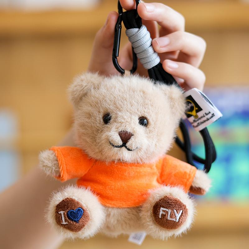 Wholesale 10Cm Bear Pendant Doll Keychain Printed Bear Backpack Pendant Soft Stuffed Bear Keyring For Students Graduation Gifts
