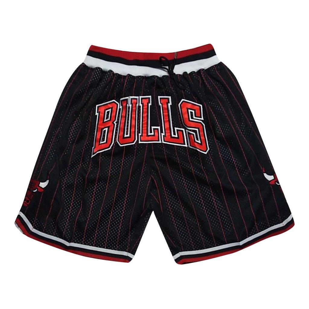Bulls Retro Bestickte Kurze Basketball-Shorts mit Kordelzug, Trainingsshorts