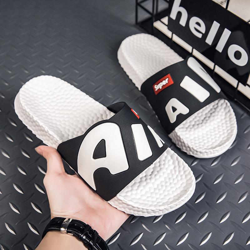 

Fashion Slippers Mens 2025 Summer Wear Non-Slip Trend Home Bathroom Bath Sandals Mens Casual Outdoor Man Summer Slippers 38-39 бежевый