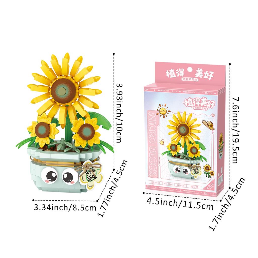 MEIEST Mini Blumen Sukkulenten Bonsai Bausteine, Simulation Topfpflanze Partikel Pflanzensammlung Konstruktion Bausteine Spielzeug, Zuhause