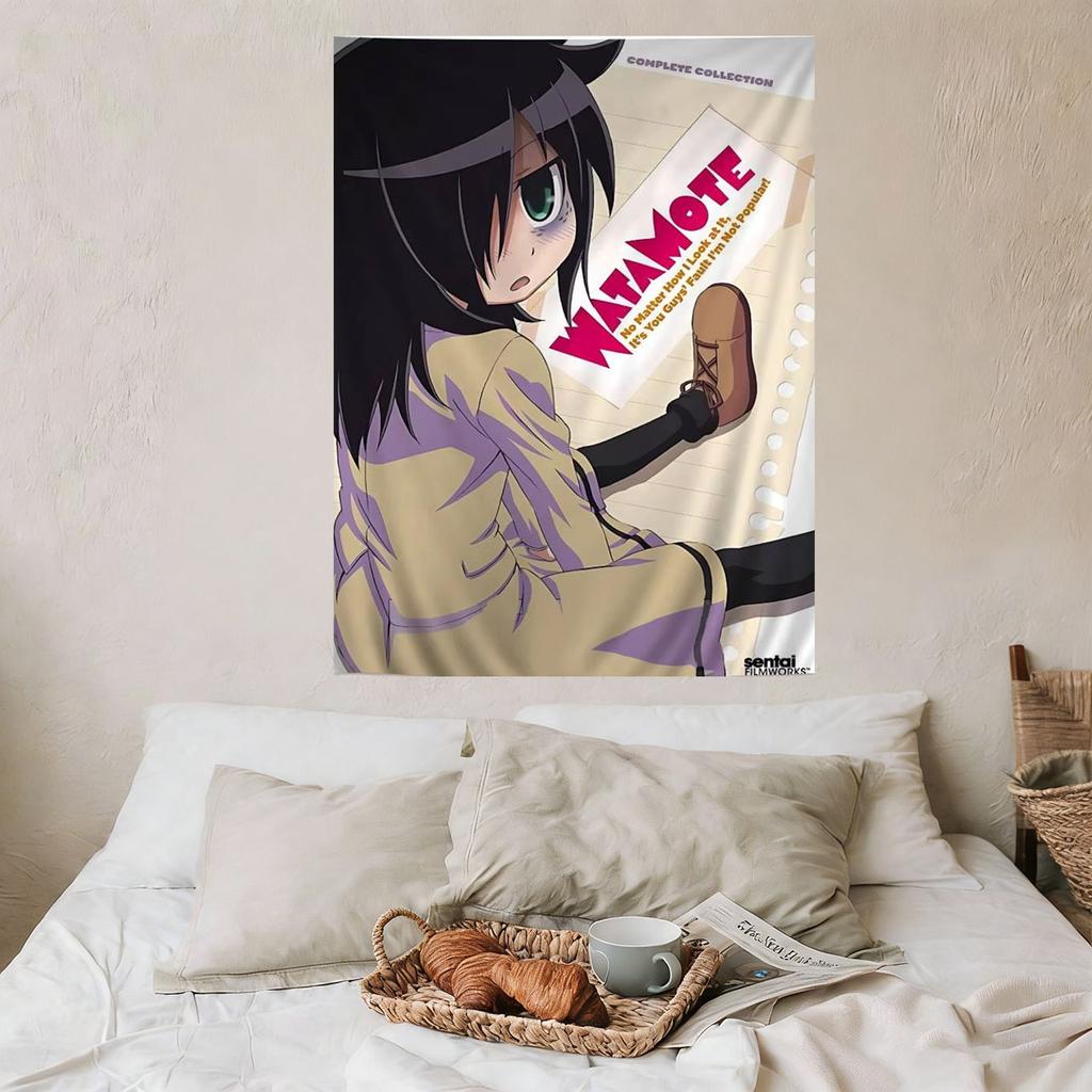 WataMote Anime Tapestry Tomoko Kuroki Colorful Wall Hanging Boho Mandala Wall Art for Home Bedroom Dorm Decor Flat Print