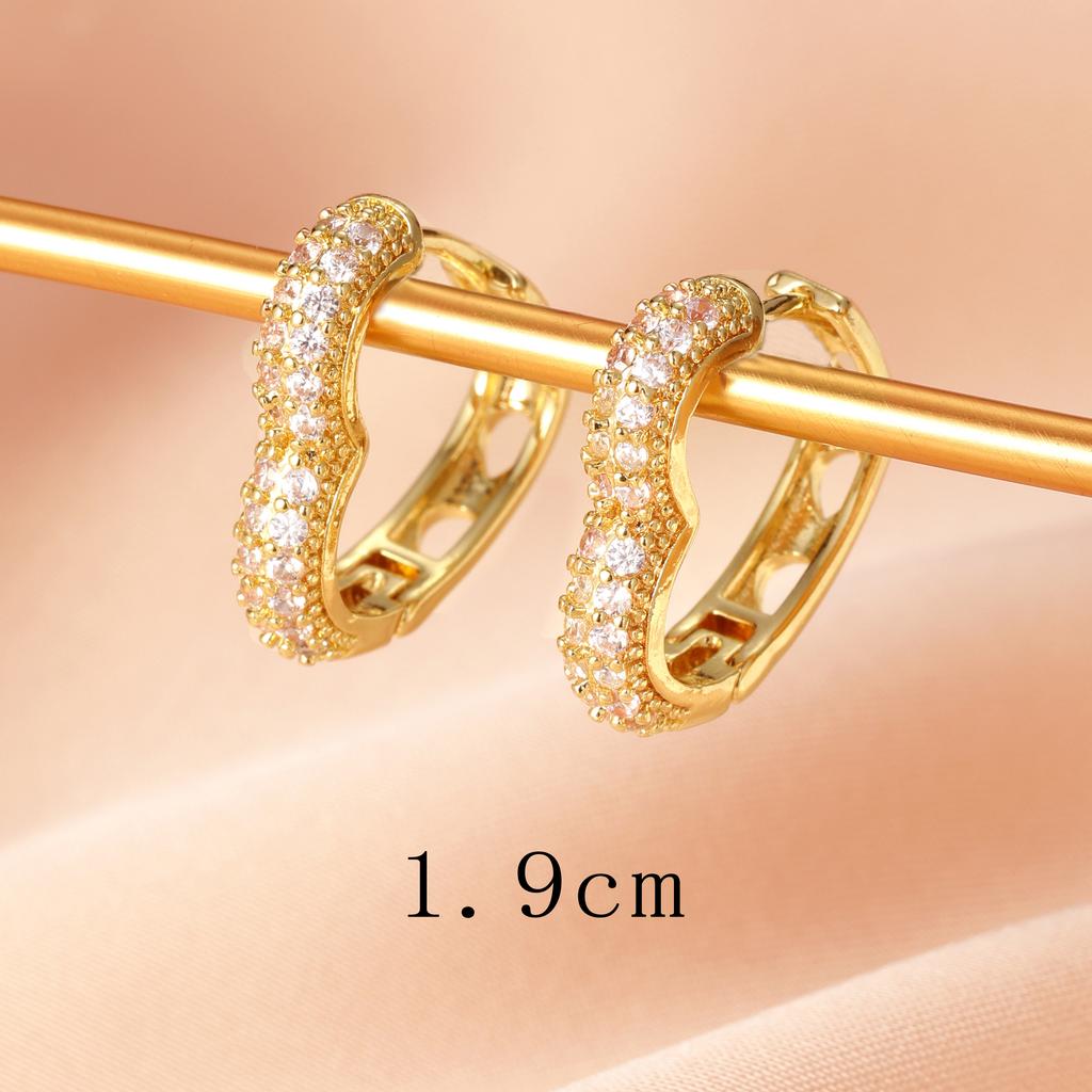 17KM Gold Color Ziron Hoop Earrings for Women Girls Retro Circle Heart Sparkling Stud Earring Set Fashion Trend Jewelry
