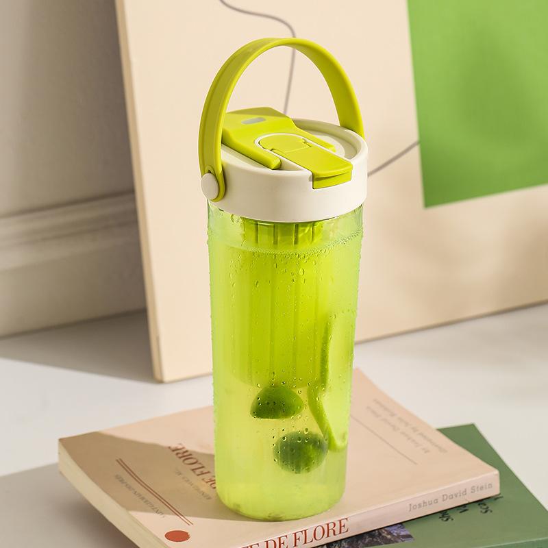 Large Capacity Water Bottle with Straw Inspirational Sports Water Cup Leak Proof Plastic Outdoor Travel Fitness Kettle