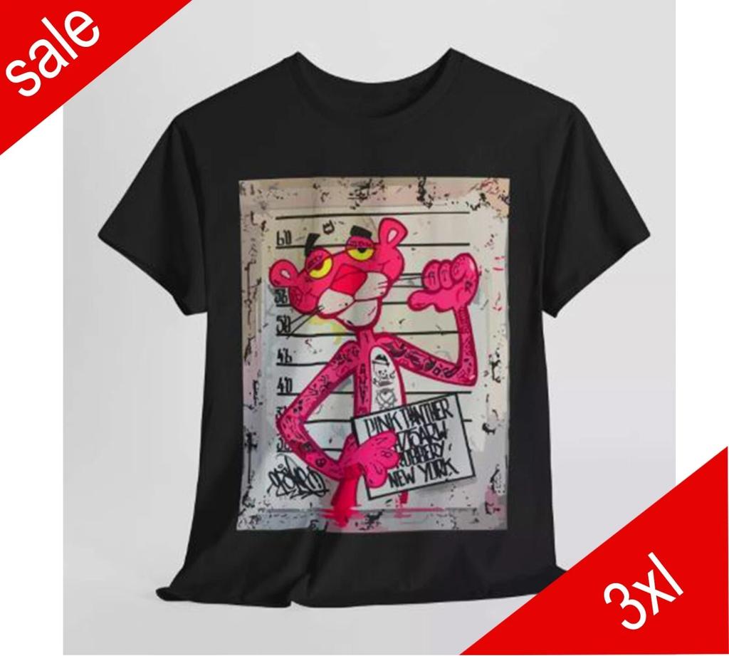 T-SHIRT GRAFICA DIVERTENTE PANTERA ROSA Maglietta Unisex in Cotone Pesante