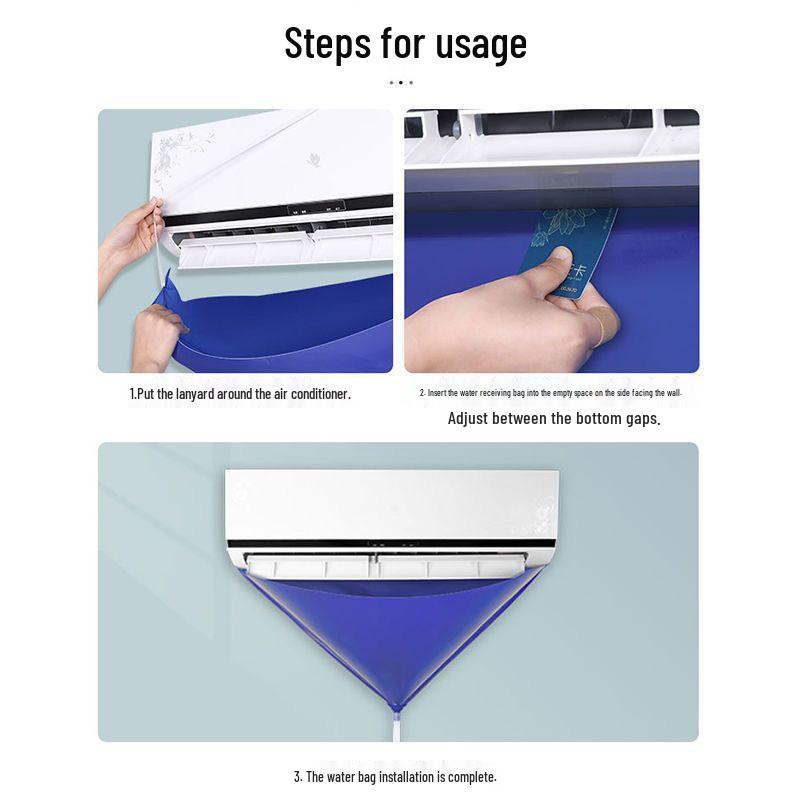 Air Conditioner Cleaning Kit: Water Collection Bag, Cover, Towel, Brush, Gloves & Pipe Protection - 4-in-1 Set.