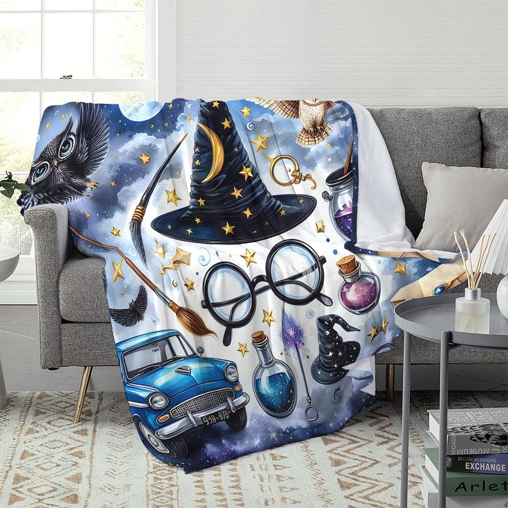Magic Hat Printed Blanket for Sofa Bed Travel Camping Living Room Office Conditioning Blanket for All Seasons Gifts