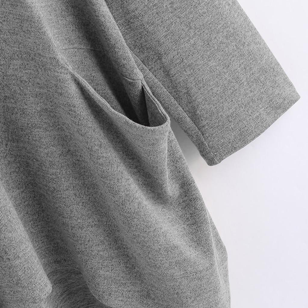 Women Casual Print Cat Ear Hooded Long Sleeves Pocket Irregular Top Blouse Shirt