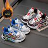 Boys' Cartoon Sports Shoes: 2025 Autumn/Winter Velvet Soft Sole, Wear-Resistant, Rotating Pinwheel Design