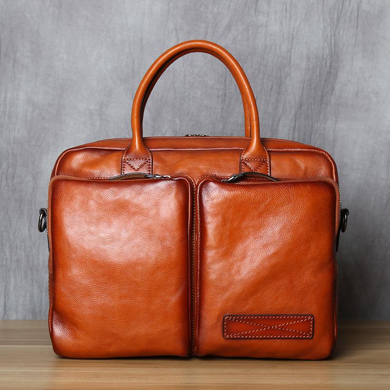 

Retro Leather Men s Briefcase Top Layer Leather Handbag Casual Shoulder Messenger Bag Business Laptop Bag Trendy Men s Bag NZPJ