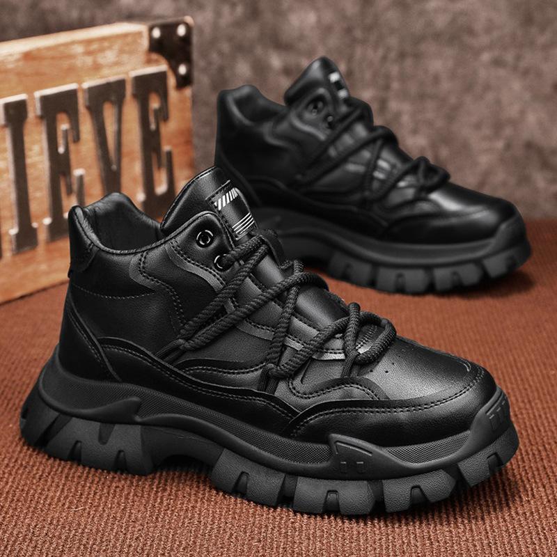 Shoes for Men Fashion High Quality Leather High-top Platform Mens Shoes Outdoor Tooling Comfort Leisure Ankle Boots Botas Hombre