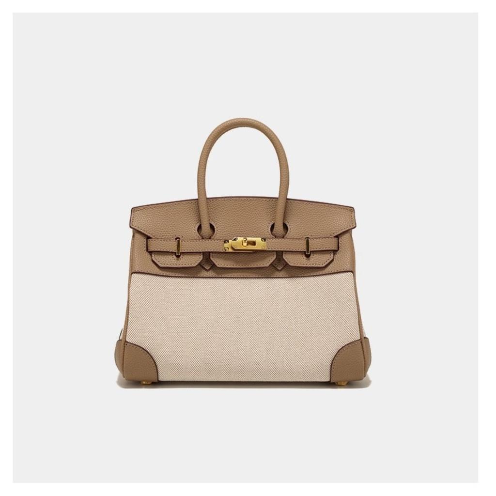 2025 Nuova borsa a contrasto platino borsa da lavoro di alta gamma borsa a tote in tela e pelle di grande capacità da donna all'ingrosso