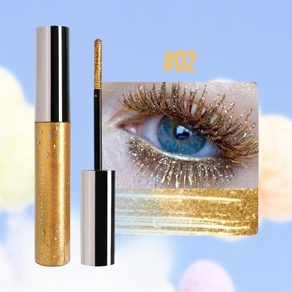 Colorful Mascara with Pearlescent Fine Shimmering, Waterproof and Non-smudge Christmas Spiral Mascara Brush