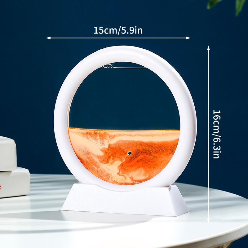 3D Timeglas Rinnande Sand Konstbild Rund Glas Djup Havs Sandlandskap Hantverk Flytande Målning Hemmakontor Dekoration Gåvor