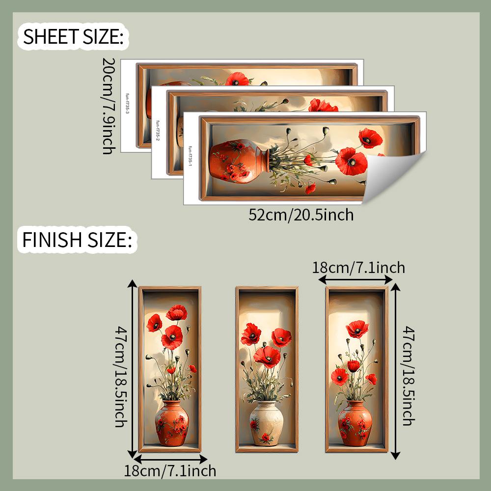 

Креативная 3D ваза-мак для спальни, гостиной, украшения дома и декора, наклейки на стену