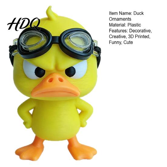 Small Plastic Figurines 3D Printed Angry Yellow Duck Figurine with Detachable Swimming Goggles Funny Creative Birthday Gifts Statue Desktop Ornament