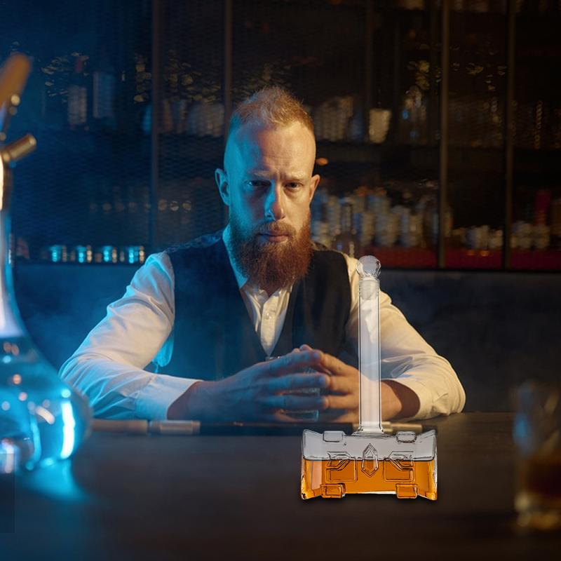 Whiskey Glass Decanter 400ml Hammer Whiskey Decanter With Airtight Stopper 3D Liquor Bottle For Cocktail Alcohol Bourbon Vodka