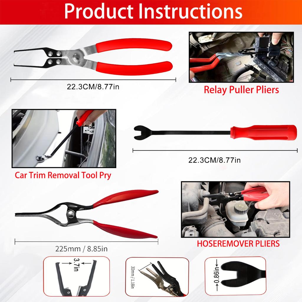8pcs Fuel Line Disconnect Tool Set –Fuel Line/Hose Clamp/Removal Pliers, Electrical Disconnect/Push Pin Tools,Filter Caliper