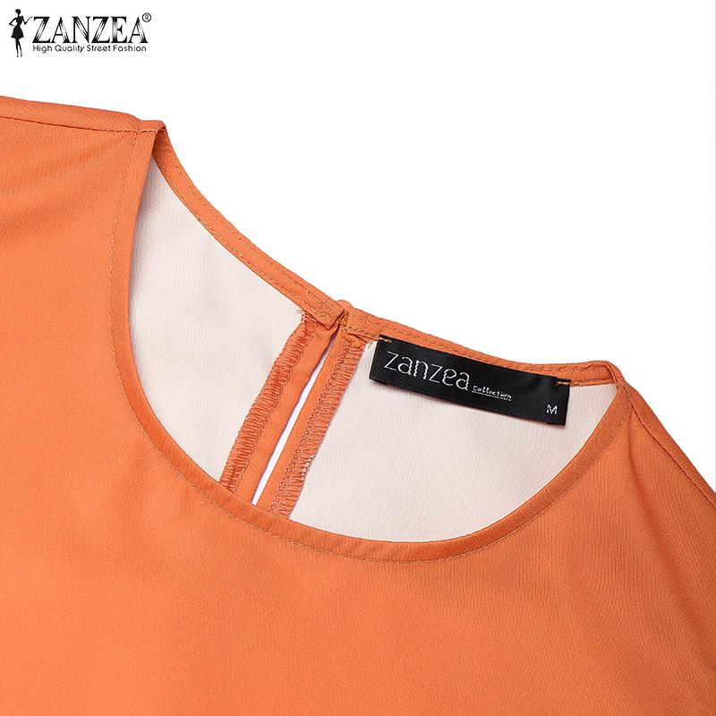 ZANZEA Womens Casual Round Neck Loose Summer Sleeveless Print Dress