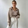 Popular 2026 European and American Foreign Trade Autumn and Winter New Knitted Sweater Knitted Sweater Lapel Pullover Women's Top